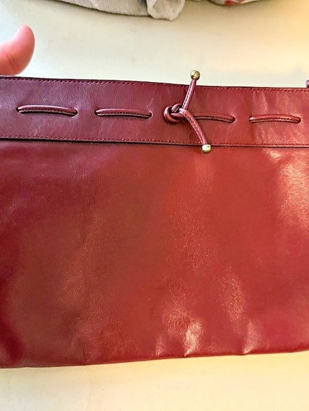 Etienne Aigner Burgundy Leather Clutch